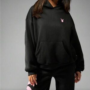 PLAYBOY Black Hoodie with Pink Emblem